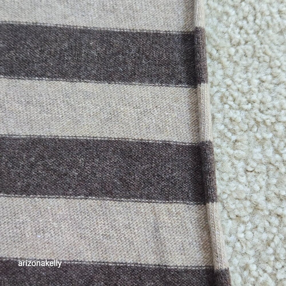 Portolano Cashmere Tan & Brown Stripes With Curled Edges - Picture 7 of 8